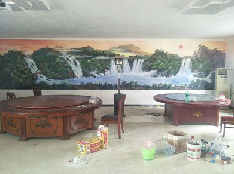 响水墙绘-写实风景