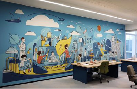 响水办公室墙绘的特点。